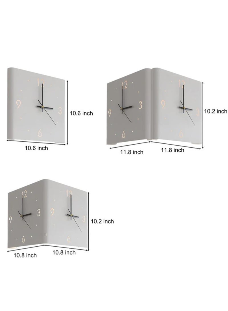 Double-sided 3D Analog Wall Clock for Corner with modern design