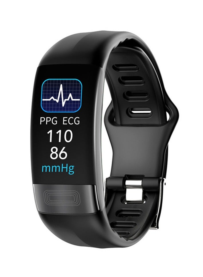 ECG + PPG P11 Plus Smart Wristband Fitness Tracker for Women Men Calorie Blood Pressure Waterproof Sport Smartband Health Smartwatch (Black)