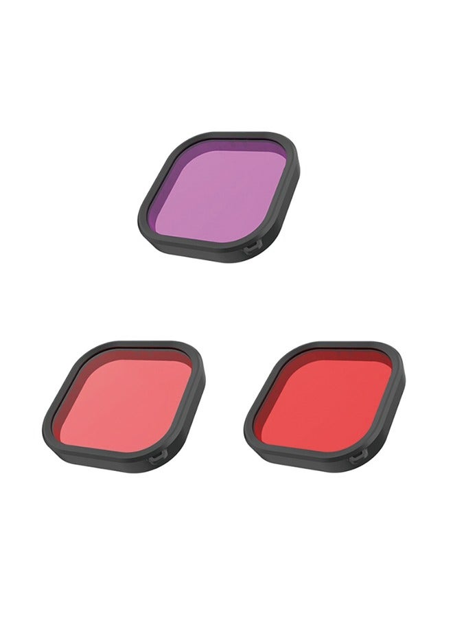 TELESIN Tri-Color Filter Set for GoPro Hero 11/10/9 - Red, Purple, and Pink Filters