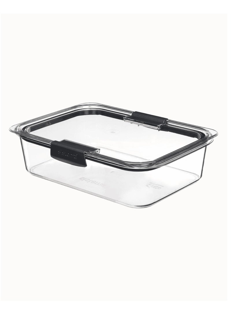 2L Brilliance Medium Rectangle Stackable Food Storage, 100% Leak Proof, Stain Resistant, With Easy Locking Clips, Microwave, Dishwasher Safe And Bpa Free, Clear