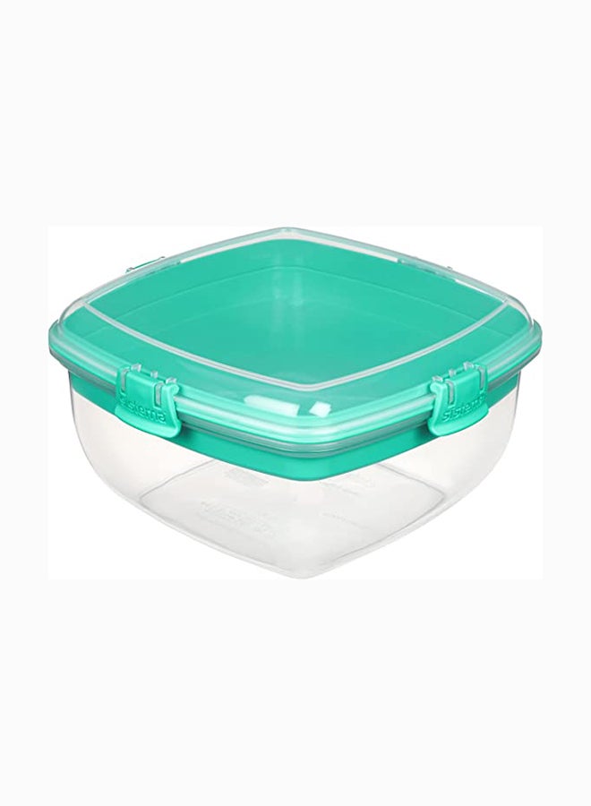 Salad Plus Sandwich 163L ,Stackable & Portable Salad Storage Box, Divided Trays With Easy Locking Clips Its Microwave, Dishwasher Safe & Bpa Free Green Clip