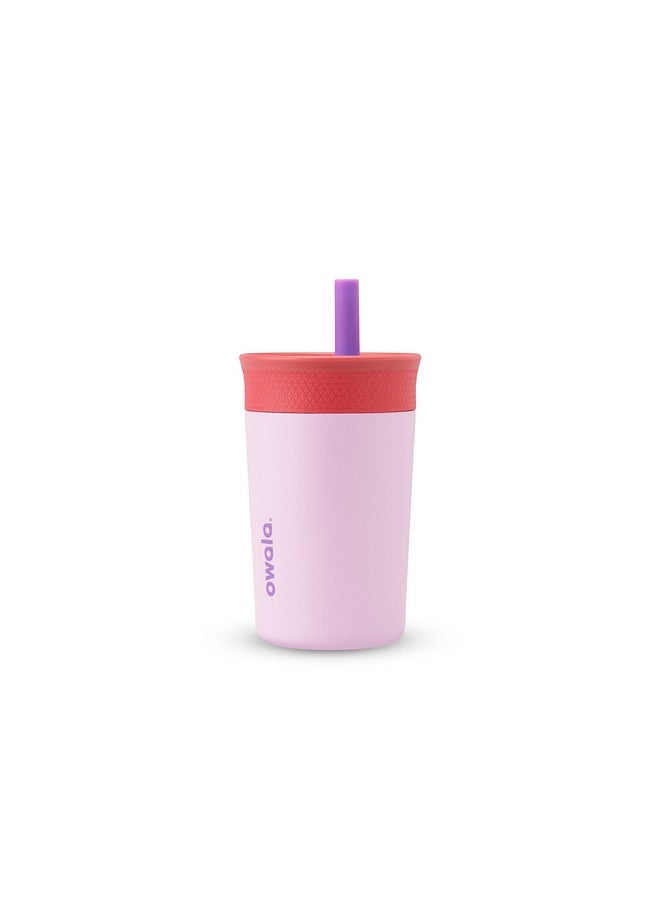 Kids Insulation Stainless Steel Tumbler With Spill Resistant Flexible Straw Easy To Clean Kids Water Bottle Great For Travel Dishwasher Safe 12 Oz Pink And Purple (Lilac Rocket)