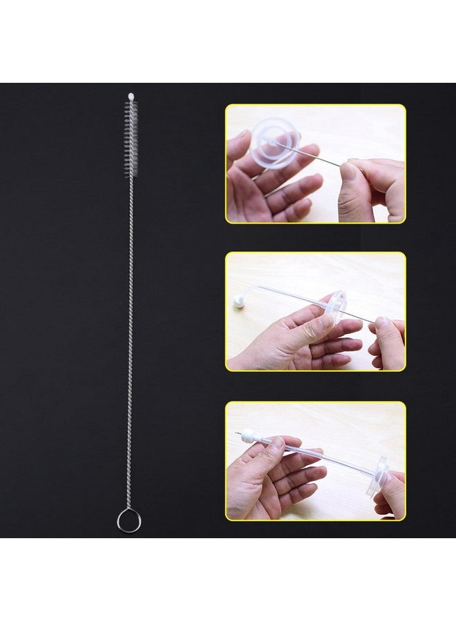 20Pcs Stainless Steel Baby Milk Feeding Bottle Brush Long Handle Firm Bristles Water Cup Straws Bottle Cleaner360 Degree Rotating