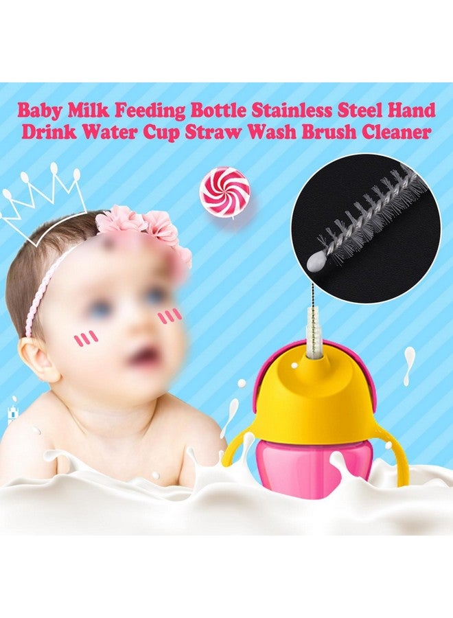 20Pcs Stainless Steel Baby Milk Feeding Bottle Brush Long Handle Firm Bristles Water Cup Straws Bottle Cleaner360 Degree Rotating