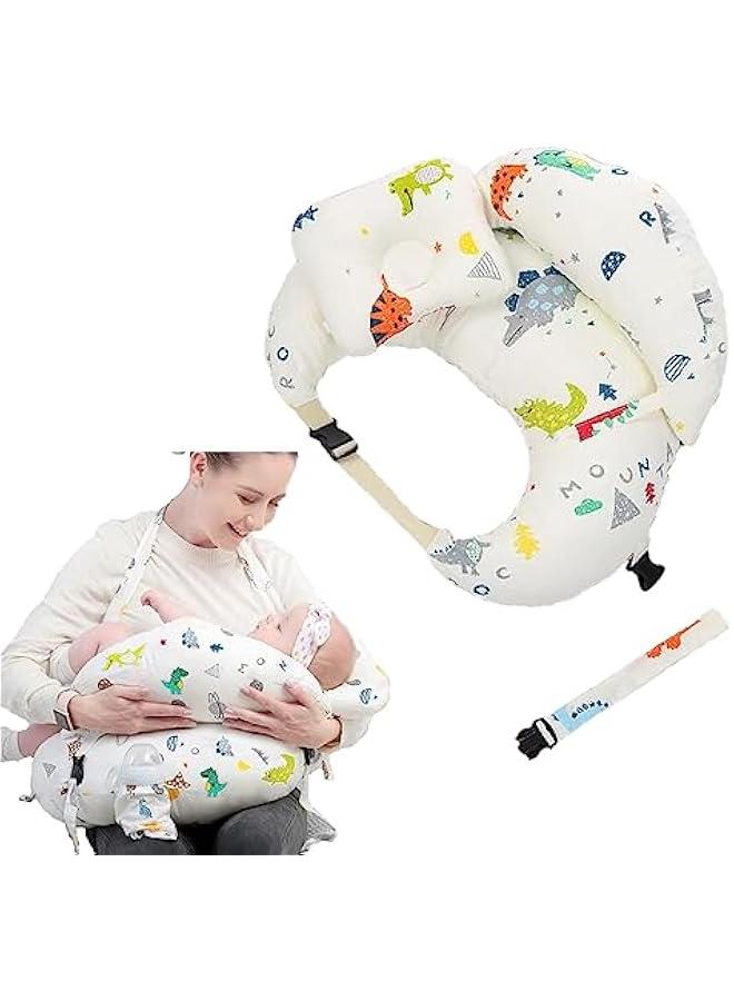 Nursing Pillow for Breastfeeding Baby,Positioner,Protective Baby Nursing Pillow with Extra Large Support and Baby Head Support,Adjustable Waist Belt Removable Cotton Cover (Dinosaur)