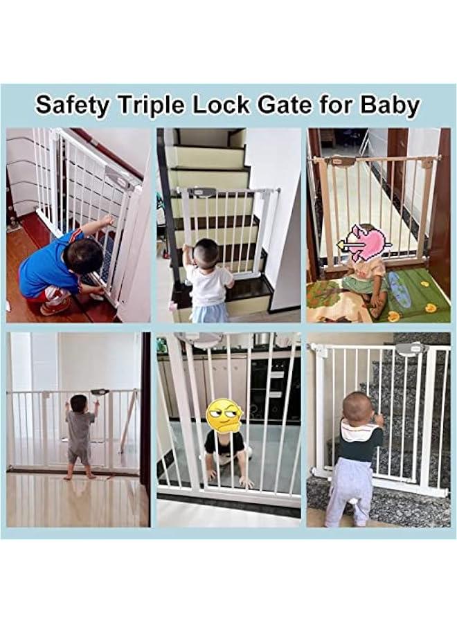 Auto Close Safety Baby Gate, Extra Wide Child Gate with 30 cm Extension Kit Maximum Suitable For 114 cm, Baby Gates for Stairs & Doorways, Easy Install (Safety Railing + 30cm Extension Kit)