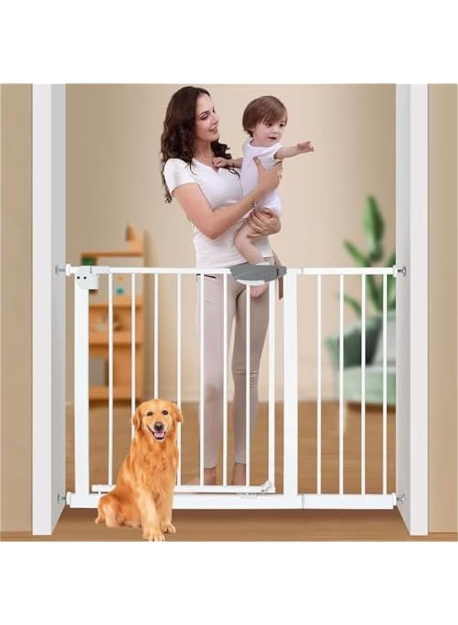 Auto Close Safety Baby Gate, Extra Wide Child Gate with 30 cm Extension Kit Maximum Suitable For 114 cm, Baby Gates for Stairs & Doorways, Easy Install (Safety Railing + 30cm Extension Kit)