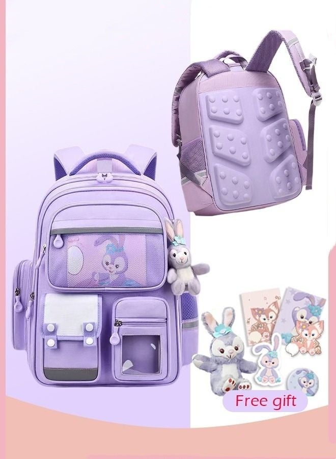 Kids Backpack Little Girls Cute Personalized Book Bags for Elementary School Lightweight Resistant Big Travel Daypack with Free Pen Case and Stick Badge