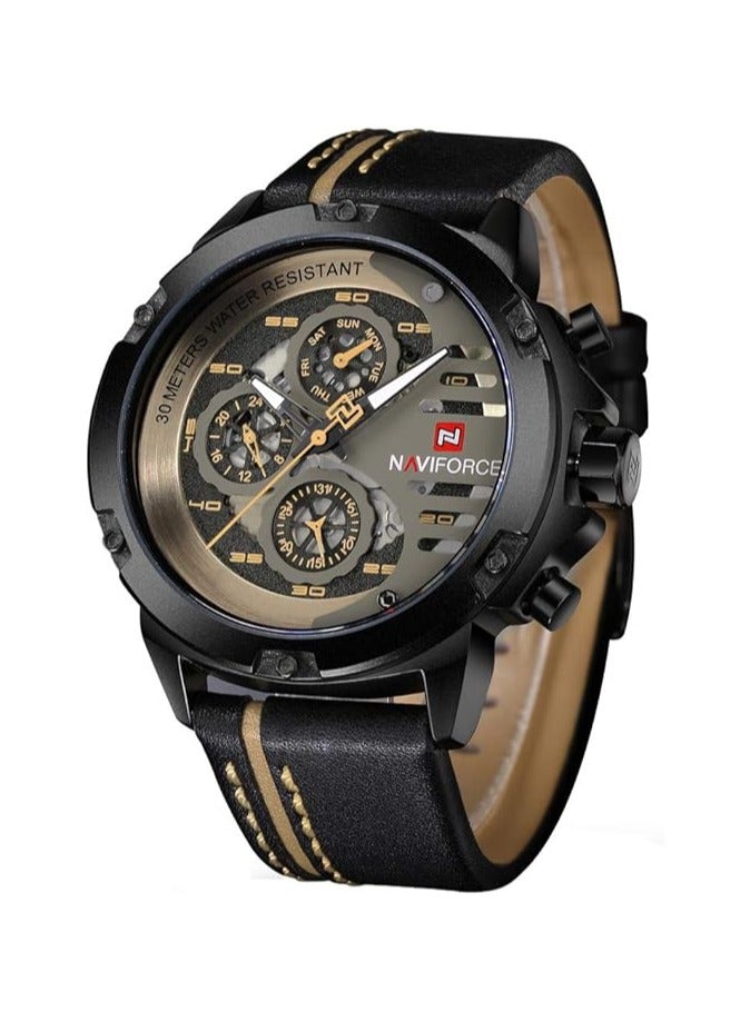 NAVIFORCE Sport Military Watches for Men Waterproof Watch Analog Quartz Leather Band Date Calendar Clock Wristwatch