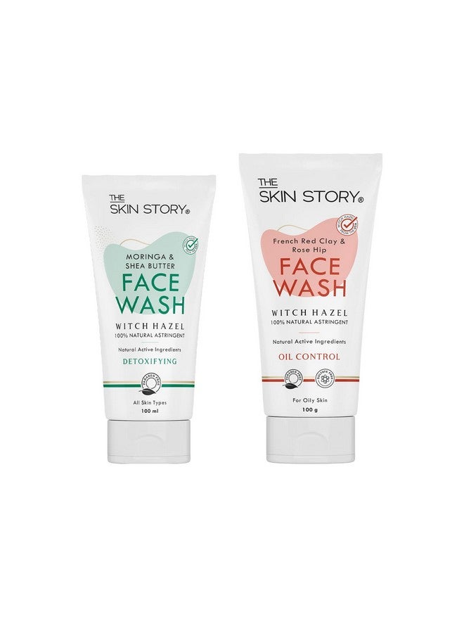 Face Wash Combo French Red Clay & Rose Hip Face Wash(100G) And Moringa & Shea Butter Face Wash (100Ml) Detoxifier Oil & Pollution Control Pack Of 2