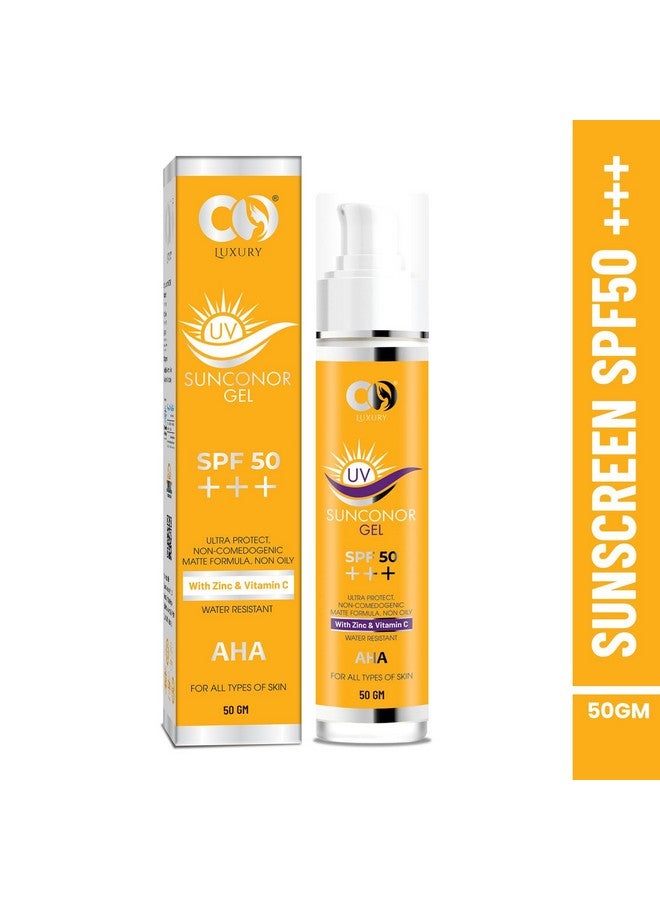 Luxury Sunscreen Spf 50 Pa+++ Water Resistant & Nongreasy Broad Spectrum Sunblock With Vitamin C Zinc Oxide & Glycerine Matte Finish Uvab Sun Protection For Women & Men 50 Gm