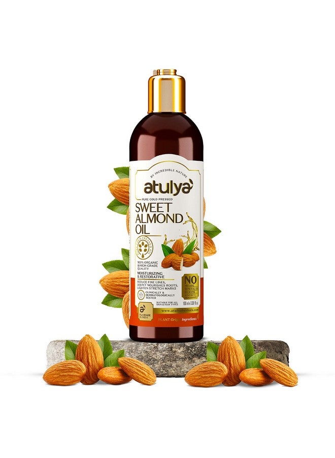 Pure Cold Pressed Sweet Almond Oil Nourishing Oil For Skin Oil For Reducing Stretch Marks & Fine Lines Mineral Oil & Silicone Free Suitable For All Skin Types