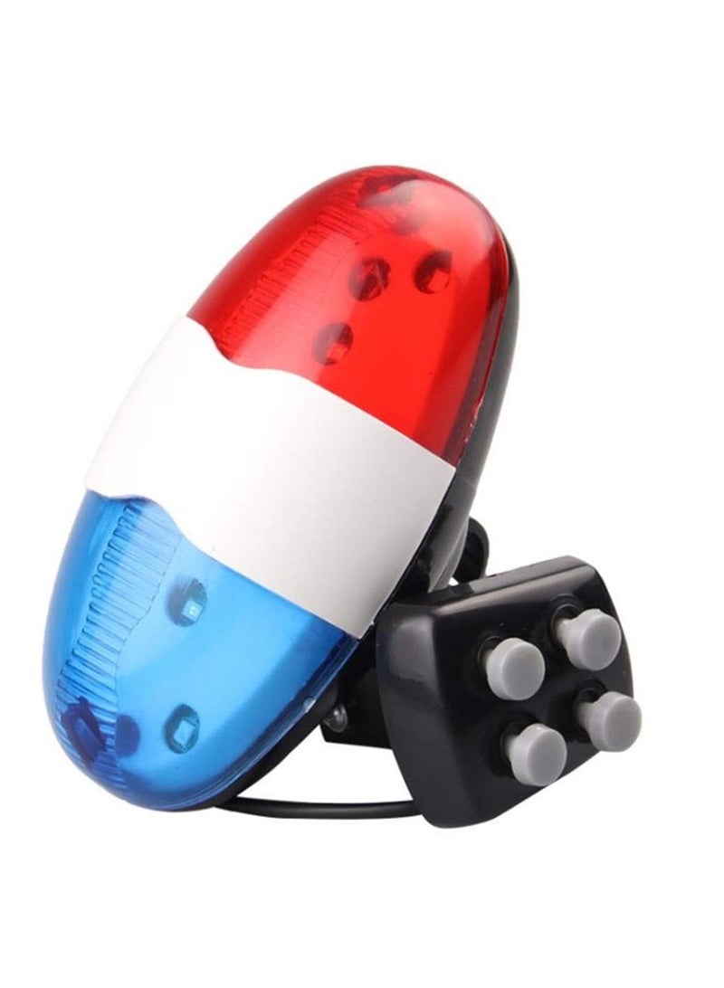 Practical Bicycle Police Front Light Warning Siren Cycling Electric Horn Bell With 6 LED