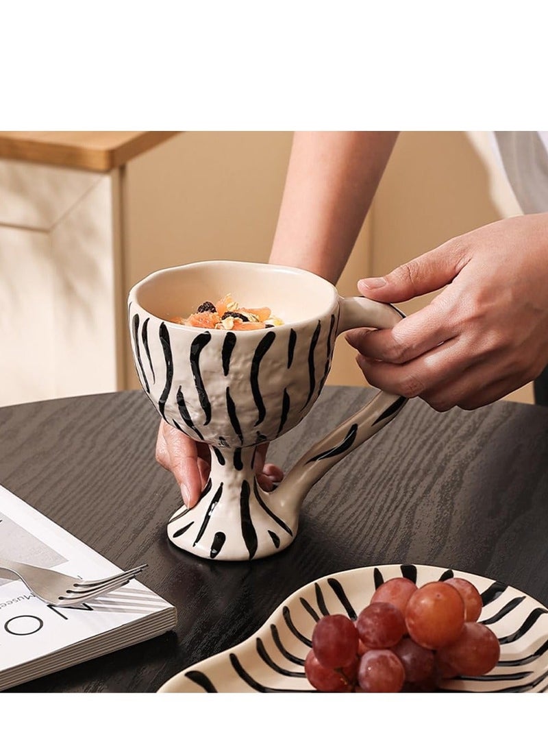 Ceramic Coffee Cup with Handle 11oz or 300ml Novelty Latte Cup Original Zebra Design Milk Tea Cup Kiln Glazing Process Suitable for Office and Home Handemake Idea Gift for Friends Colleagues Family