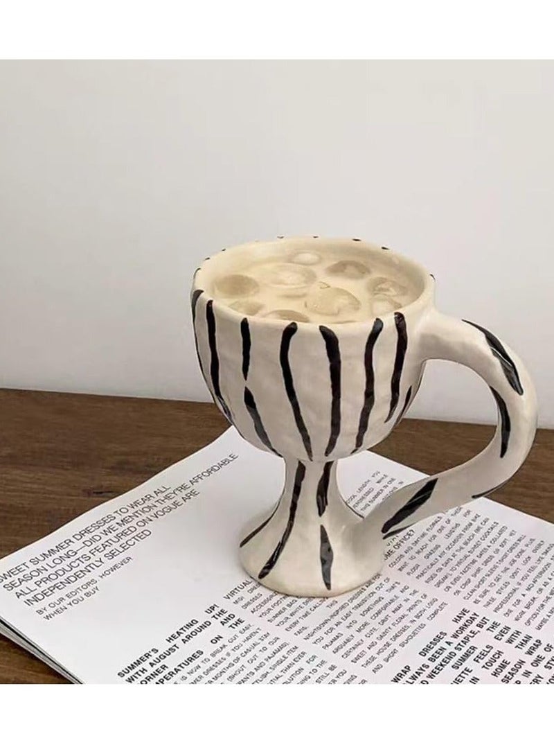 Ceramic Coffee Cup with Handle 11oz or 300ml Novelty Latte Cup Original Zebra Design Milk Tea Cup Kiln Glazing Process Suitable for Office and Home Handemake Idea Gift for Friends Colleagues Family