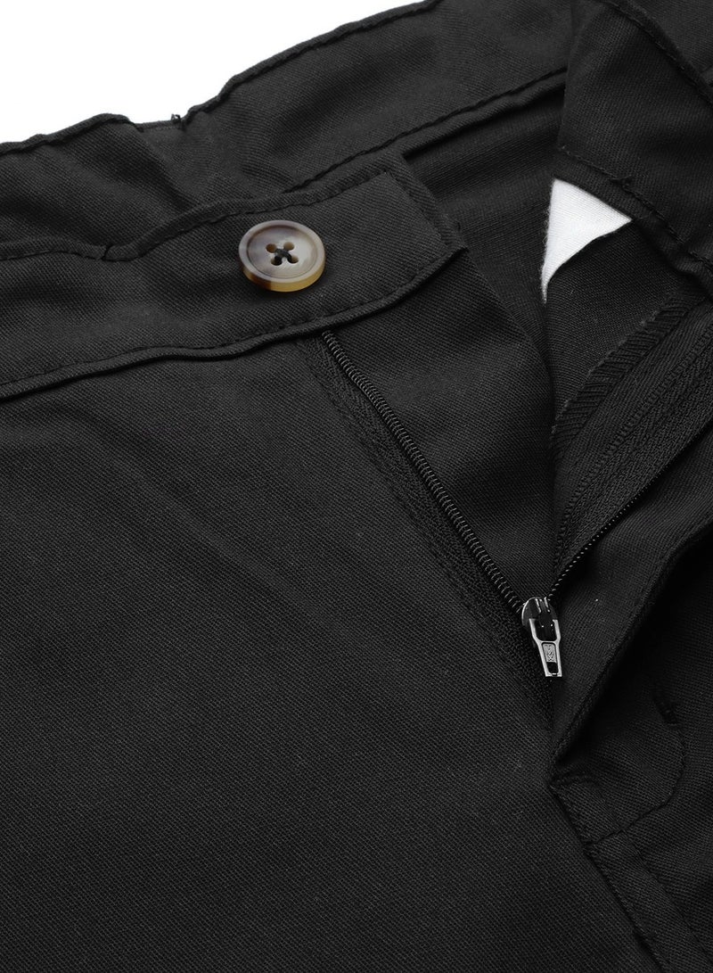 Men Black Slim Fit Solid Chinos