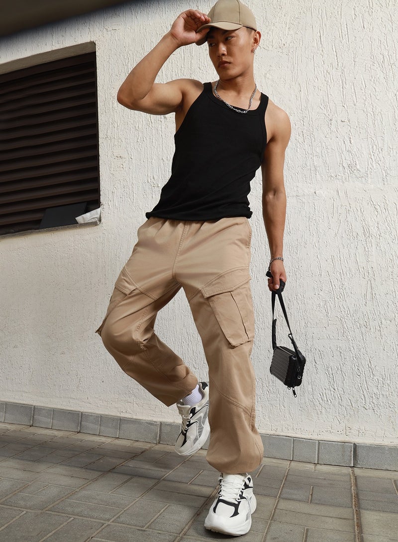 Men Taupe Trousers