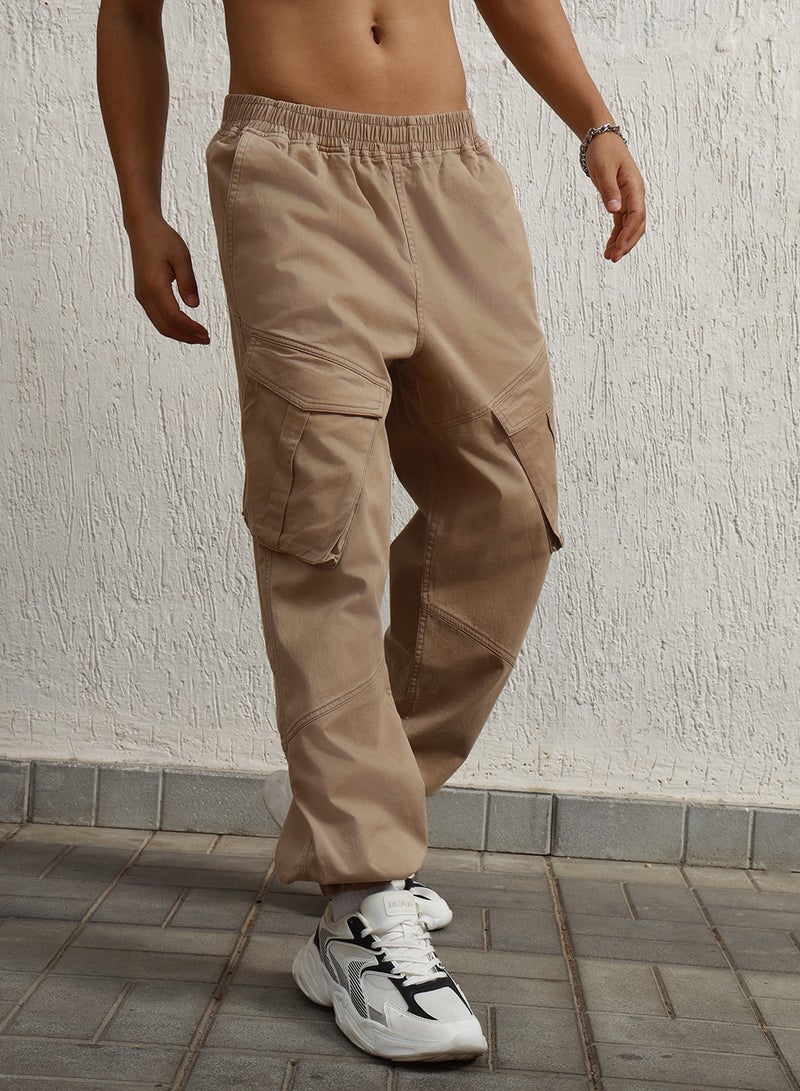 Men Taupe Trousers