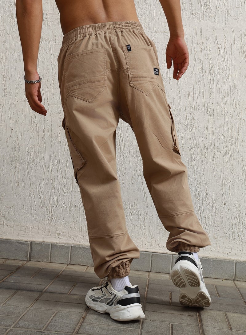 Men Taupe Trousers