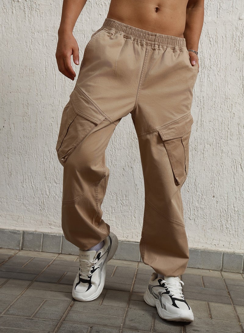 Men Taupe Trousers