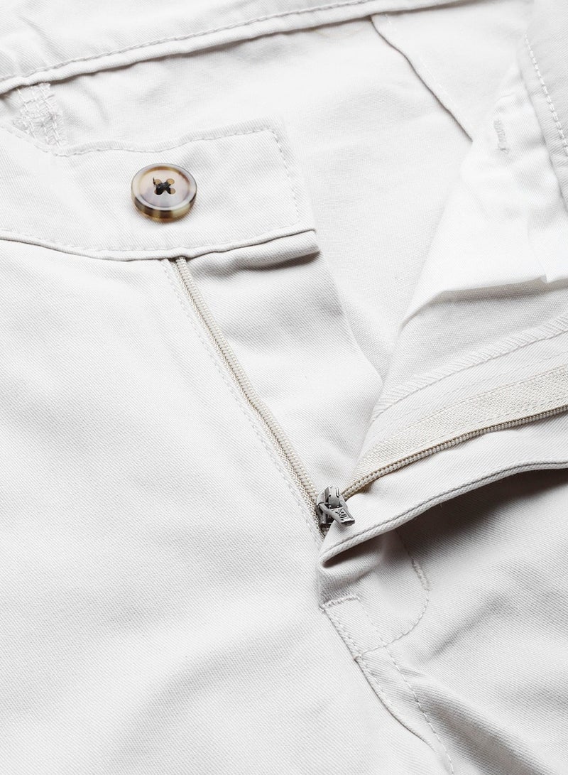 Men Off-White Slim Fit Solid Chinos