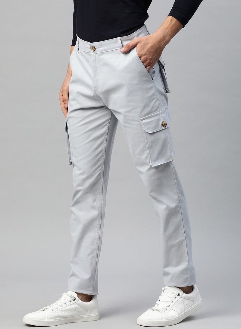 Men Blue Slim Fit Cargos Trousers