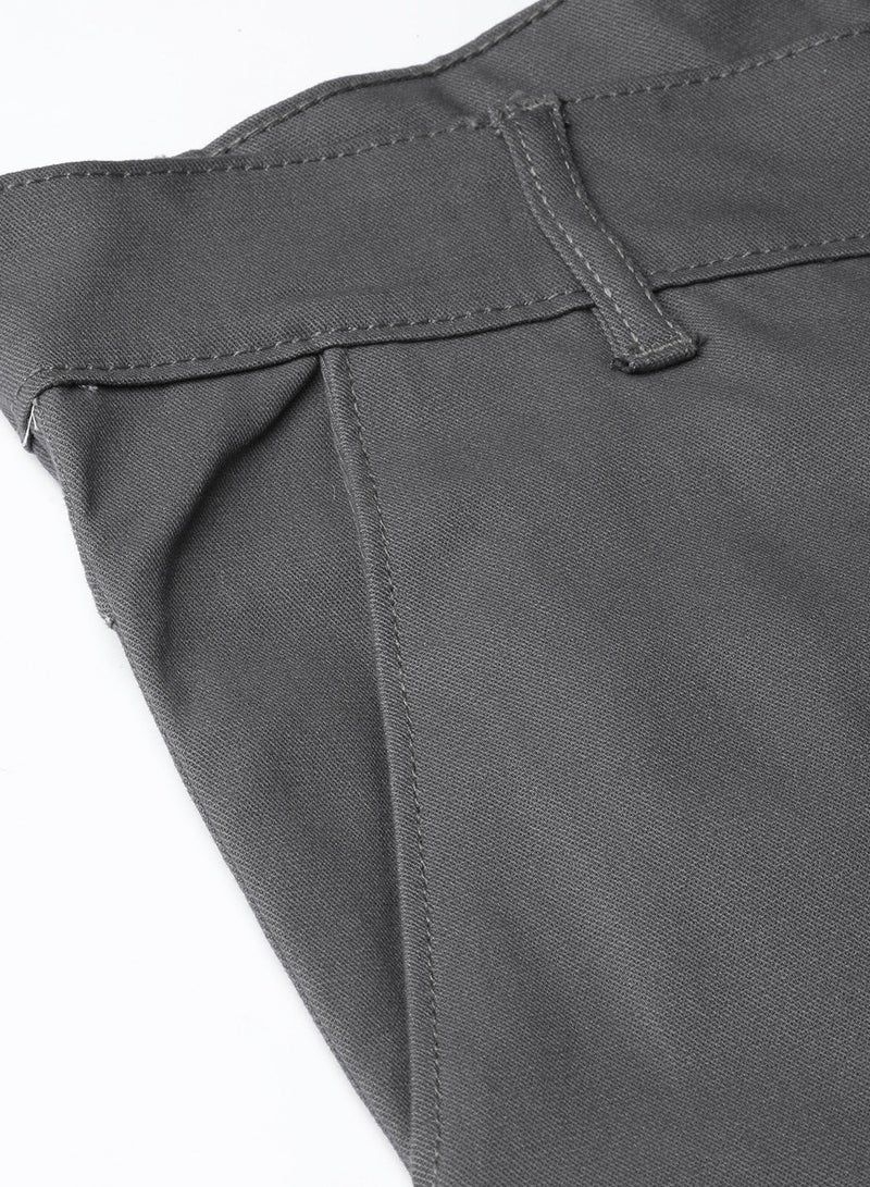 Men Charcoal Grey Slim Fit Solid Cargos