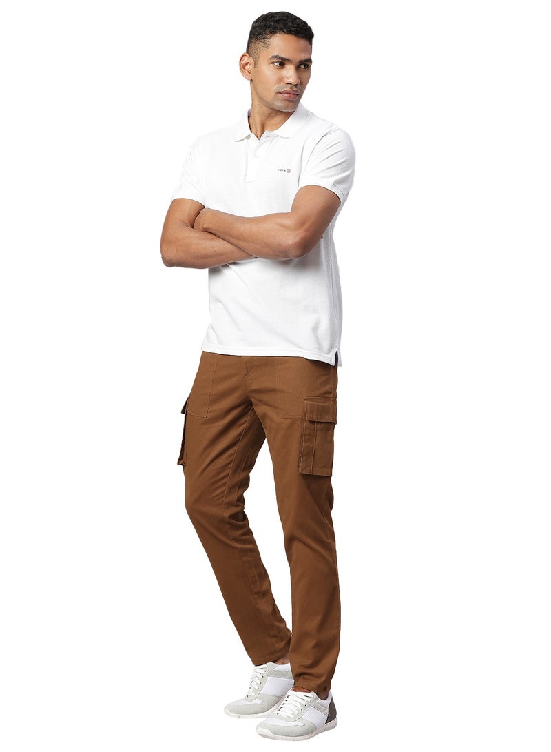 Men Smart Slim Fit Easy Wash Cargos Cotton Trousers