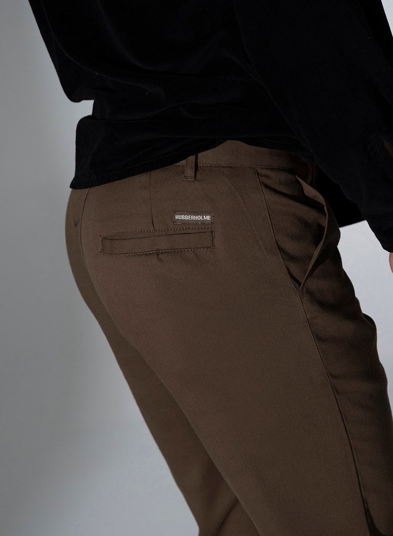 Men Brown Slim Fit Solid Chinos