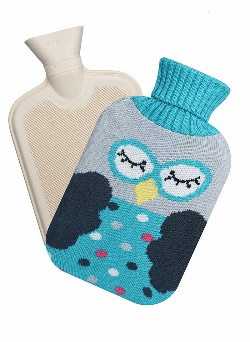 2L Hot Water Bottles with Removable Knitted Cover Washable Comfortable Natural Rubber Warm Bag for Neck Shoulders Back Legs Waist