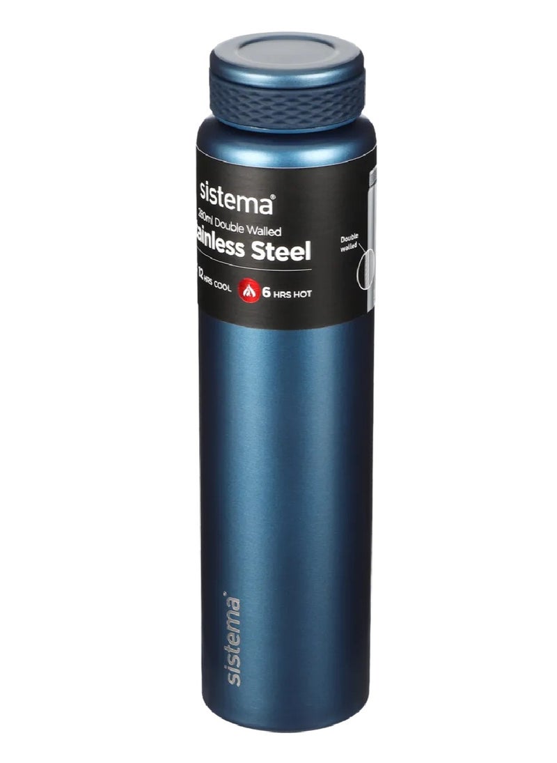 280ml Chic Stainless-Steel Bottle, Designed With Double Walled Insulation And 100% Leak Proof To Keep Drinks Hot & Cool, Bpa Free Blue