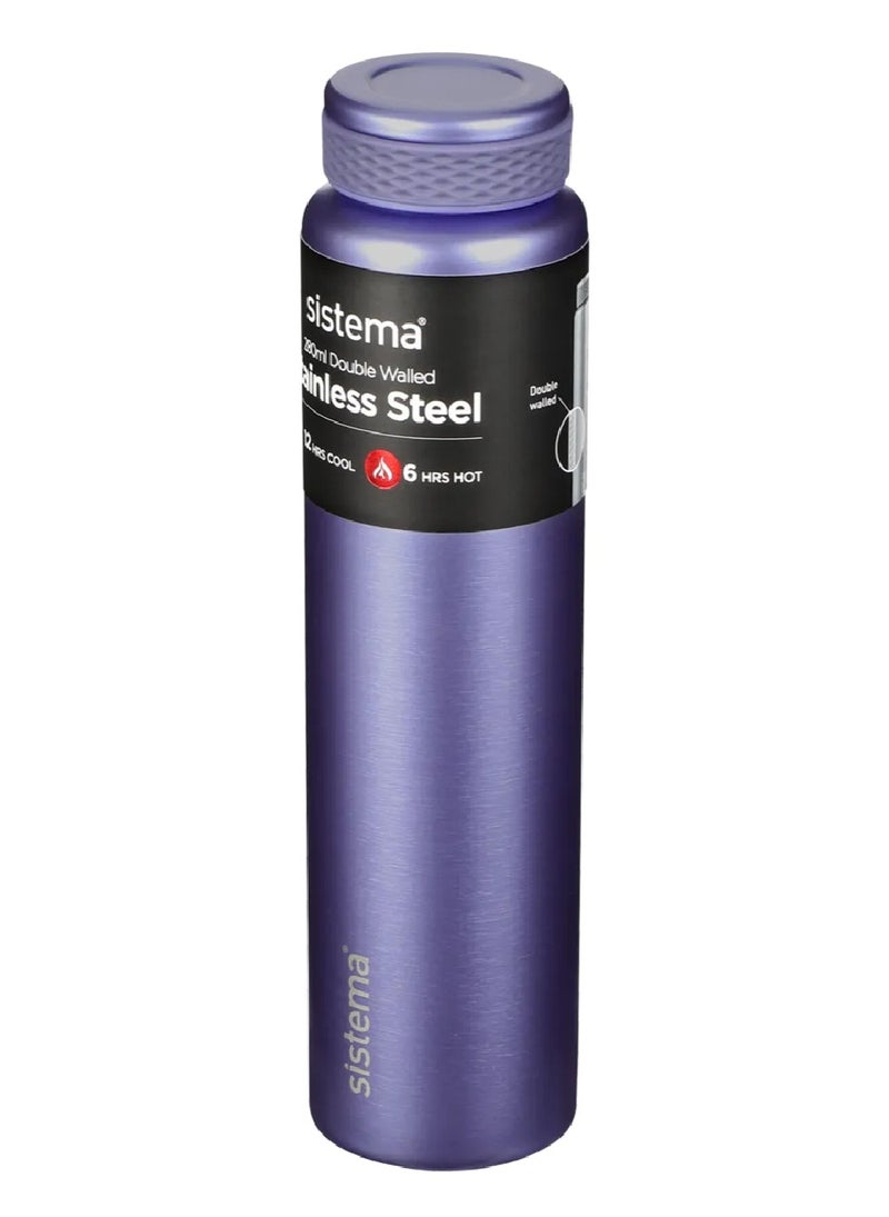 280ml Chic Stainless-Steel Bottle, Designed With Double Walled Insulation And 100% Leak Proof To Keep Drinks Hot & Cool, Bpa Free Purple