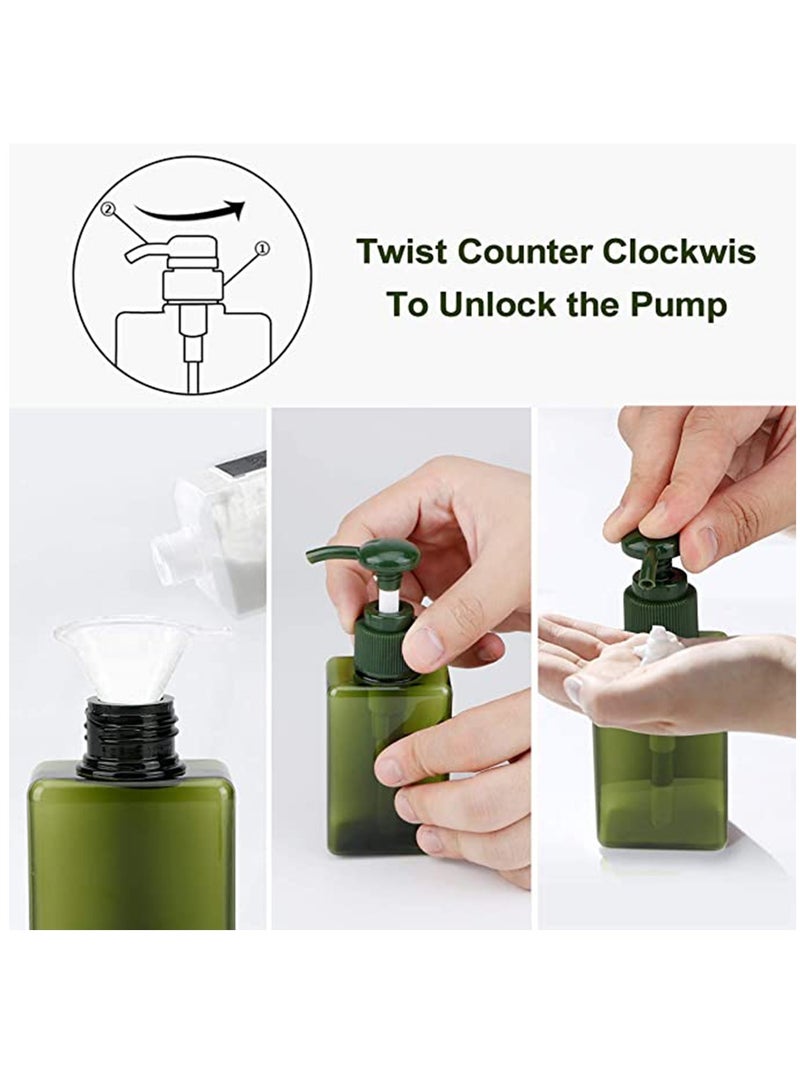 4 PCS Hand Gel Dispenser Refillable Sanitizer Bottles Empty Shampoo Versatile Pump Bottle Drip-free Lotion Container Soap ( Green)