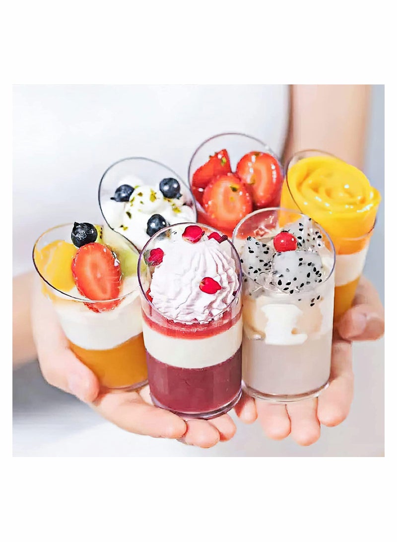 100Pcs Mini Clear Plastic Dessert Cups, 75ml Reusable Parfait Bowls for Pudding, Mousse & Party Treats (8.5 x 4.5cm)