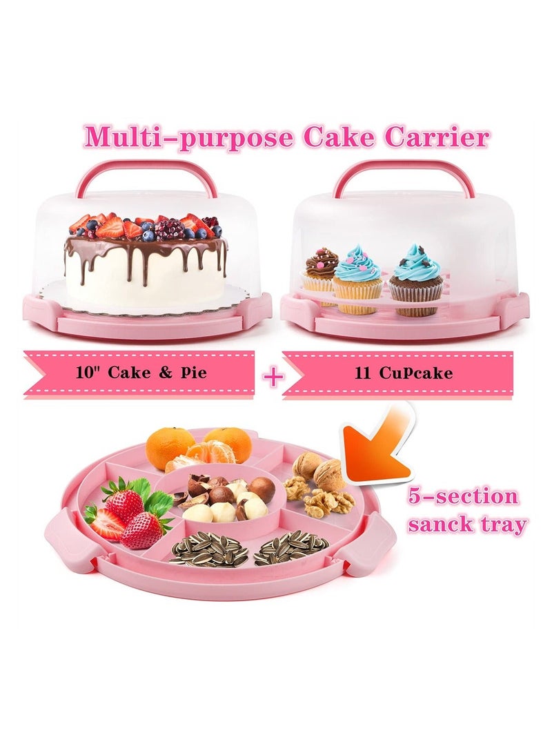 Portable Round Cake Carrier with Handle for 10 inch Cake