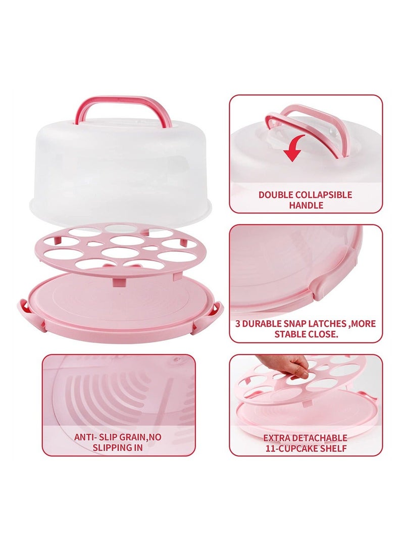 Portable Round Cake Carrier with Handle for 10 inch Cake