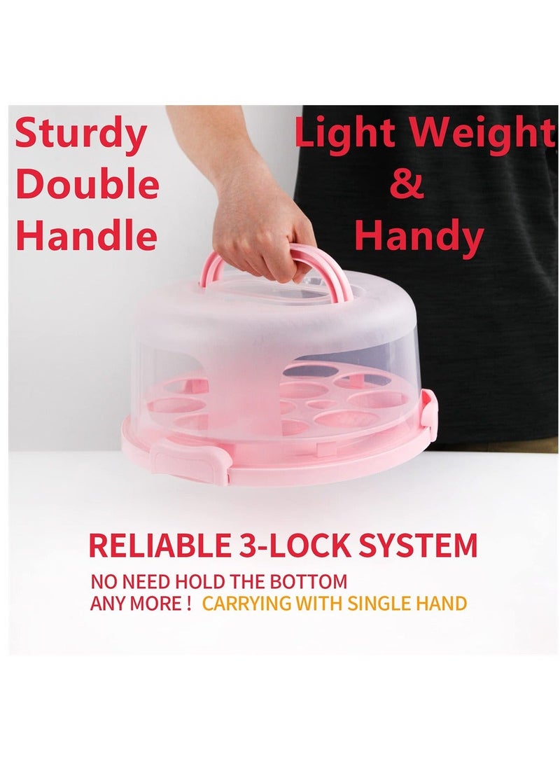 Portable Round Cake Carrier with Handle for 10 inch Cake