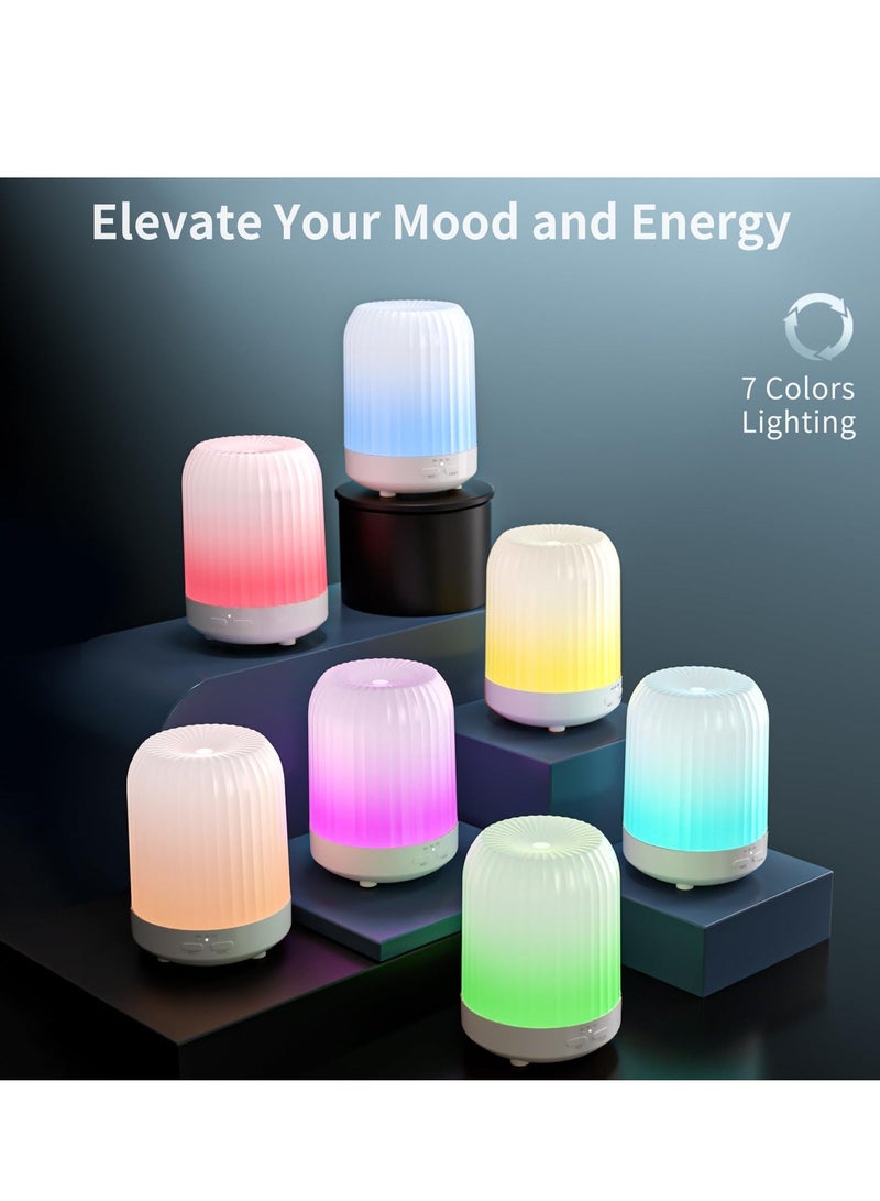 ltrasonic Aromatherapy Diffuser Humidifier, 250ML Small Aromatherapy Diffuser with 7 Color Lights, Suitable for Livingroom Bedroom, Home Office (White)