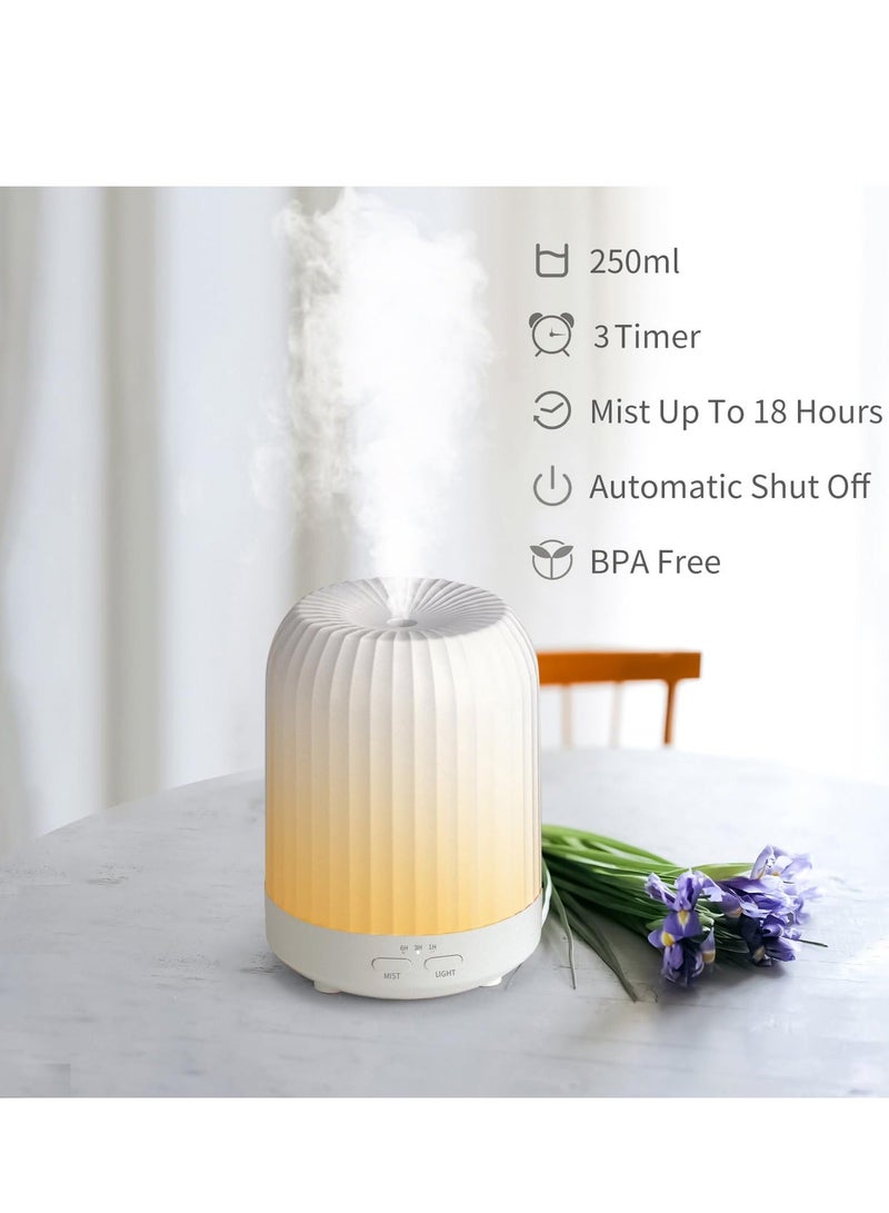 ltrasonic Aromatherapy Diffuser Humidifier, 250ML Small Aromatherapy Diffuser with 7 Color Lights, Suitable for Livingroom Bedroom, Home Office (White)