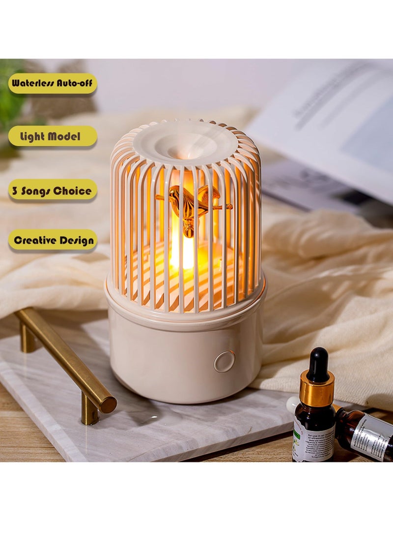 Portable Mini Humidifier, Bird Cage Design Aromatherapy Diffuser, Three Musical Modes, Warm Light, Suitable for Home Office Yoga Spa