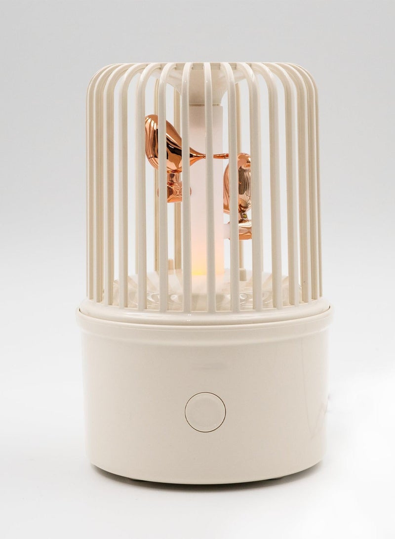 Portable Mini Humidifier, Bird Cage Design Aromatherapy Diffuser, Three Musical Modes, Warm Light, Suitable for Home Office Yoga Spa