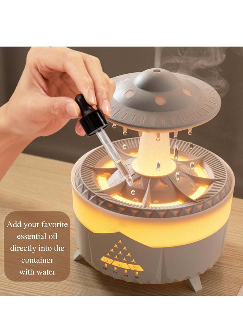 Aromatherapy Essential Oil Diffuser & Humidifier with 7 Color Night Lights - Relaxing Rain Sound & Waterdrop Effect (350ml, Wood Design)