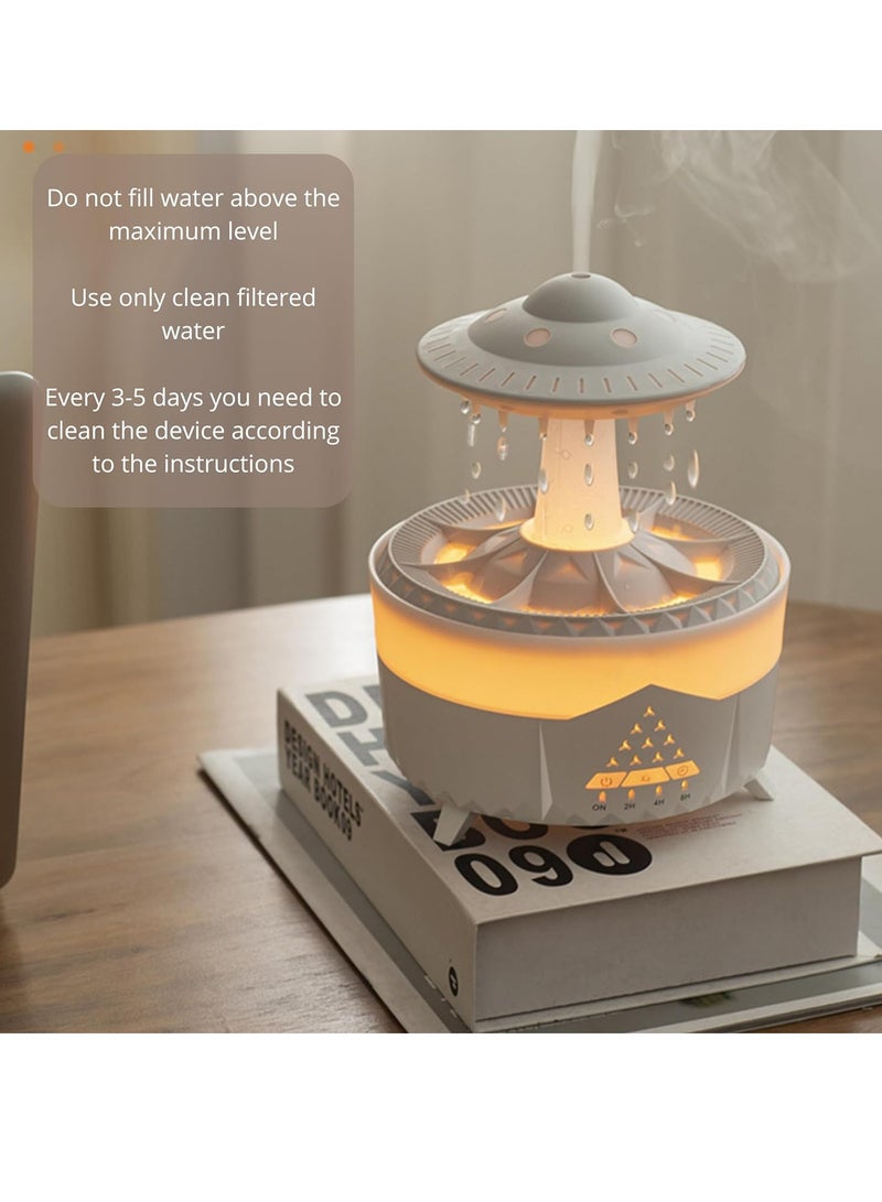 Aromatherapy Essential Oil Diffuser & Humidifier with 7 Color Night Lights - Relaxing Rain Sound & Waterdrop Effect (350ml, Wood Design)