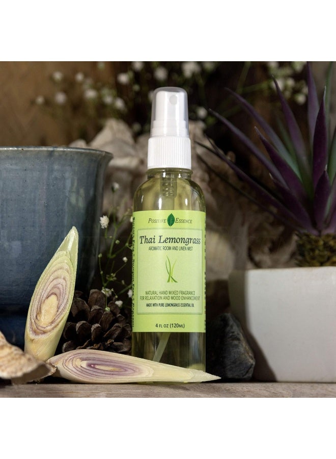 Positive Essence Thai Lemongrass Linen And Room Spray, Natural Air Freshener Made With Pure Lemongrass Essential Oil, Bathroom Air Freshener Or Calming Pillow Spray