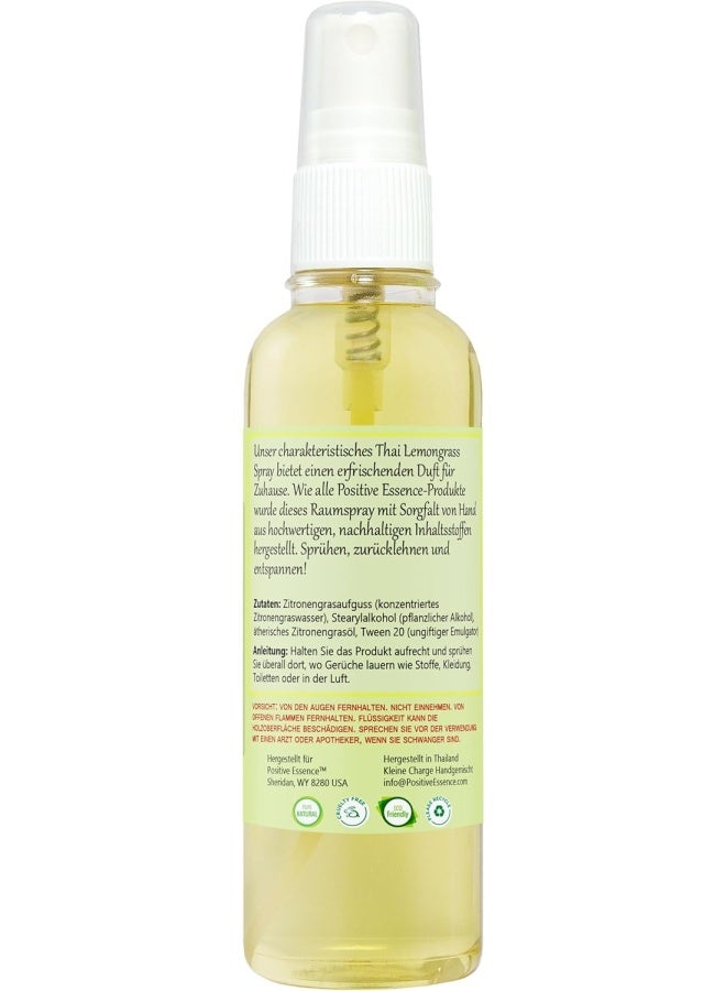 Positive Essence Thai Lemongrass Linen And Room Spray, Natural Air Freshener Made With Pure Lemongrass Essential Oil, Bathroom Air Freshener Or Calming Pillow Spray