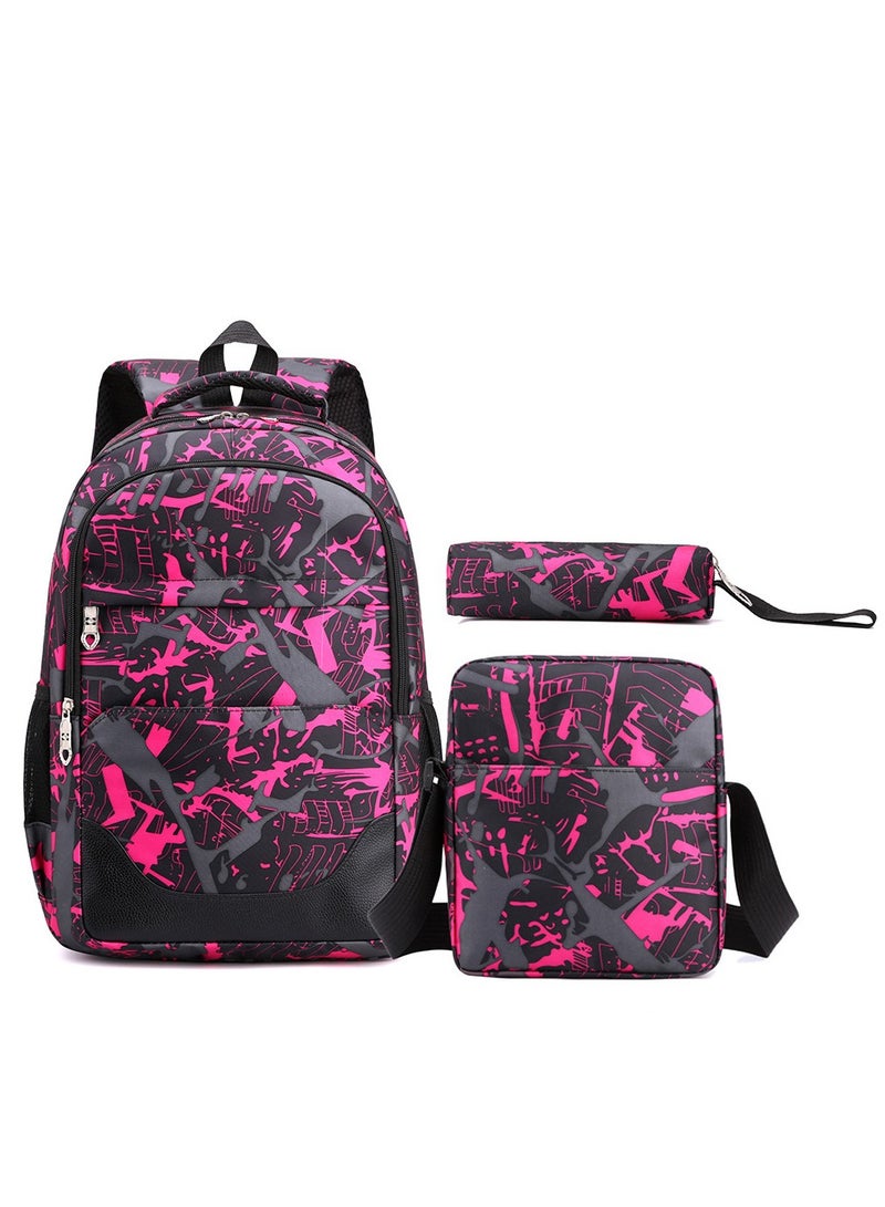 3-Piece Backpack Kids School Backpack Teenagers School Bag Large Capacity Backpack Waterproof Backpack 3-in-1 School Bag Shoulder Bag and Pencil Case