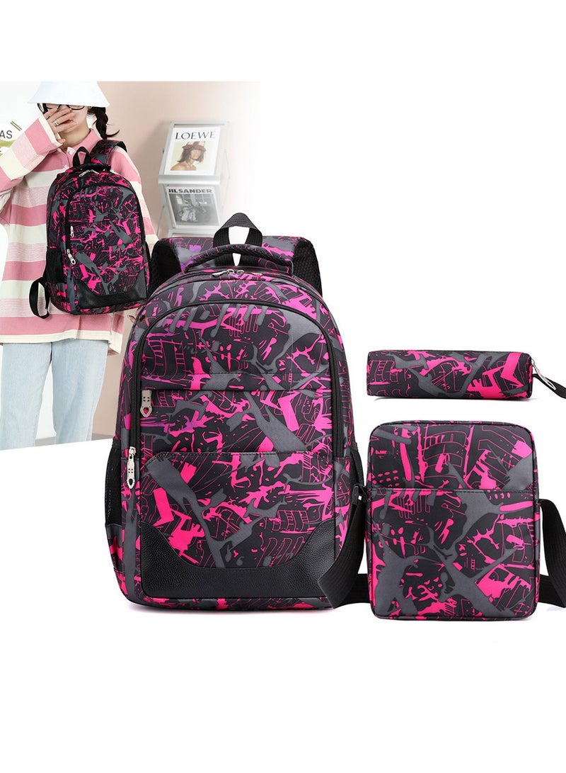 3-Piece Backpack Kids School Backpack Teenagers School Bag Large Capacity Backpack Waterproof Backpack 3-in-1 School Bag Shoulder Bag and Pencil Case