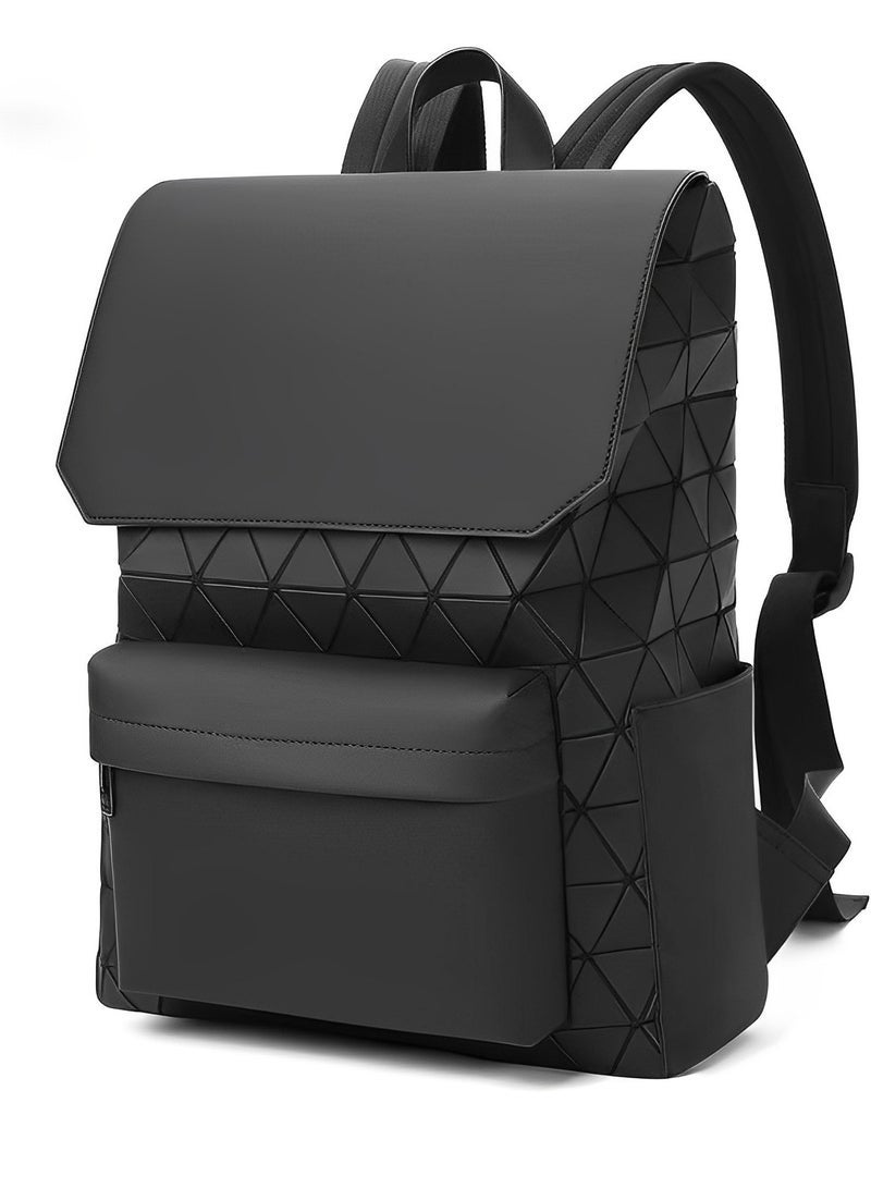 New Geometric Diamond Grid Backpack, Fashionable Large Capacity Shoulder Bag for Students and Commuters, with Laptop Compartment, Trendy Brand Backpack for Men women