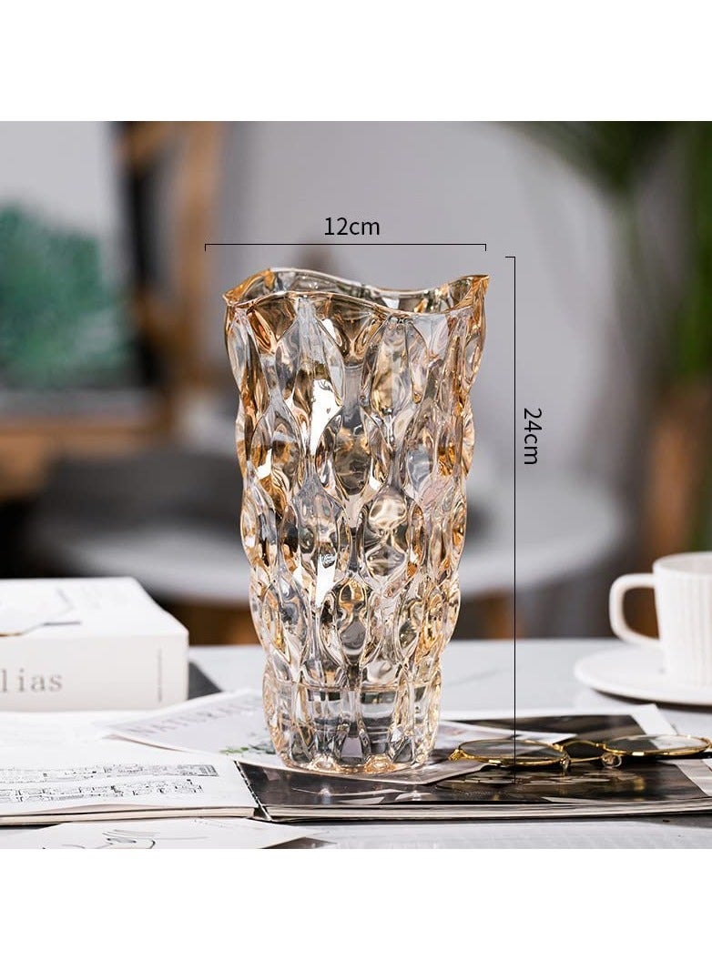 Modern Crystal Clear Glass Vase for Flower Heavy Duty Tall Home Centerpieces Decoration