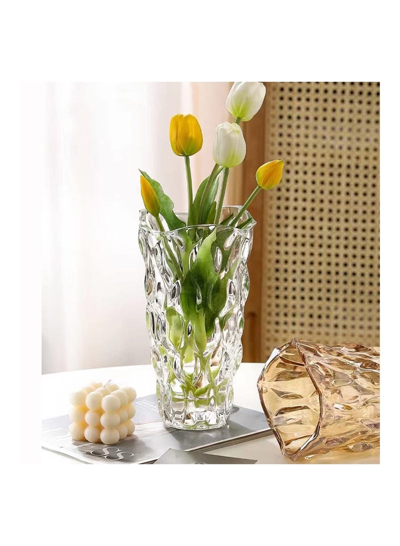 Modern Crystal Clear Glass Vase for Flower Heavy Duty Tall Home Centerpieces Decoration